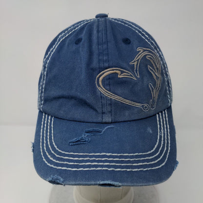 Cheekys Strapback Hat Blue One Size Adjustable Embroidered Distressed 6 Panel
