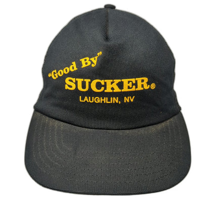 Trucker Hat Black One Size Good By Sucker Laughlin NV Mesh Back Made USA Vintage