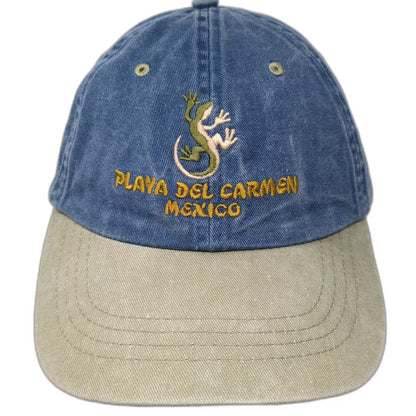 dkps Baseball Cap Blue One Size Playa Del Carmen Mexico Lizard Strapback Hat