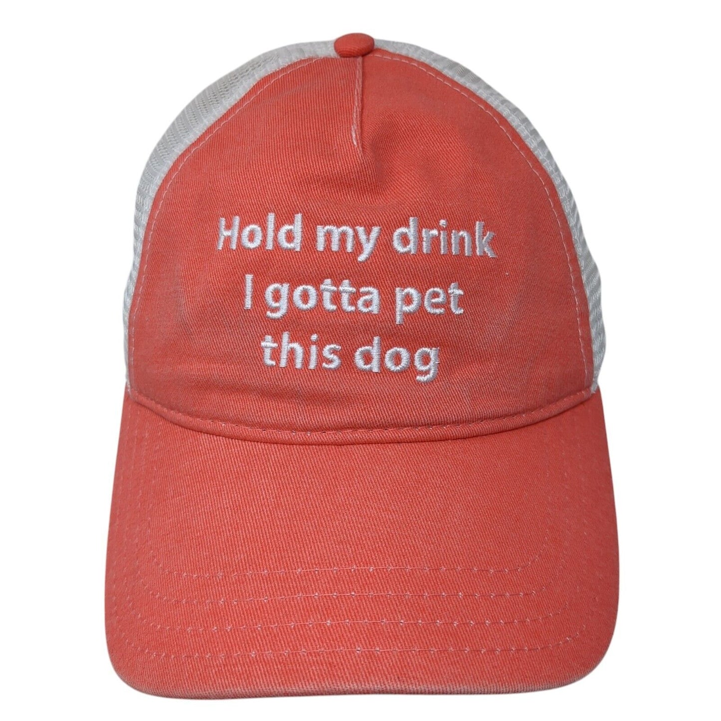 Hold My Drink I Gotta Pet This Dog Trucker Hat Orange One Size CoCo's Monkey