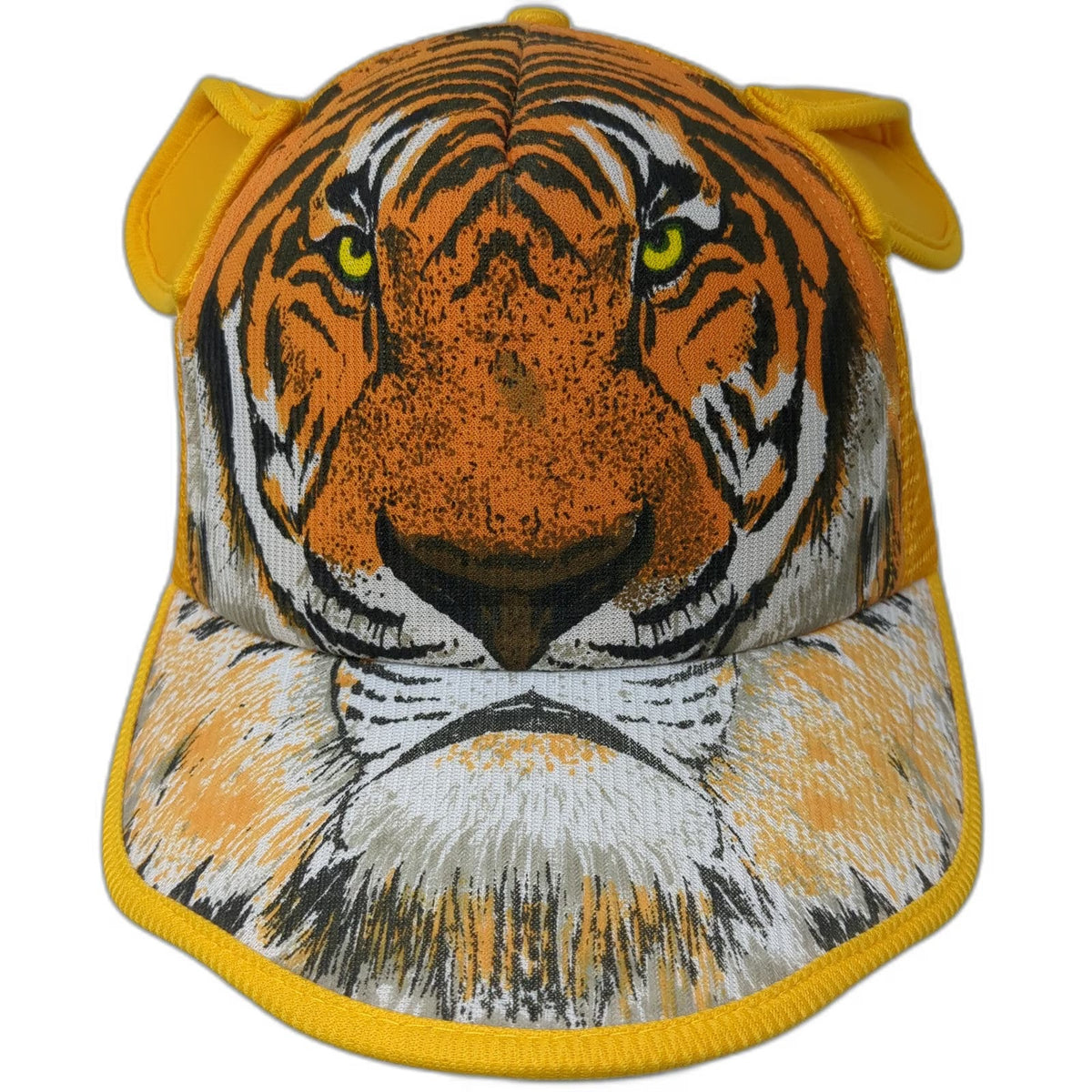 Orange Trucker Hat One Size Tiger Face 3D Ears Mesh Back Snapback Graphic