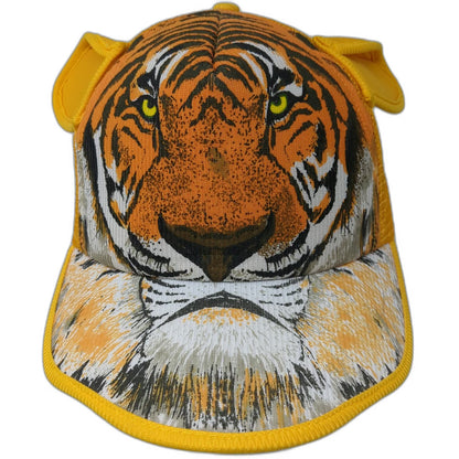 Orange Trucker Hat One Size Tiger Face 3D Ears Mesh Back Snapback Graphic