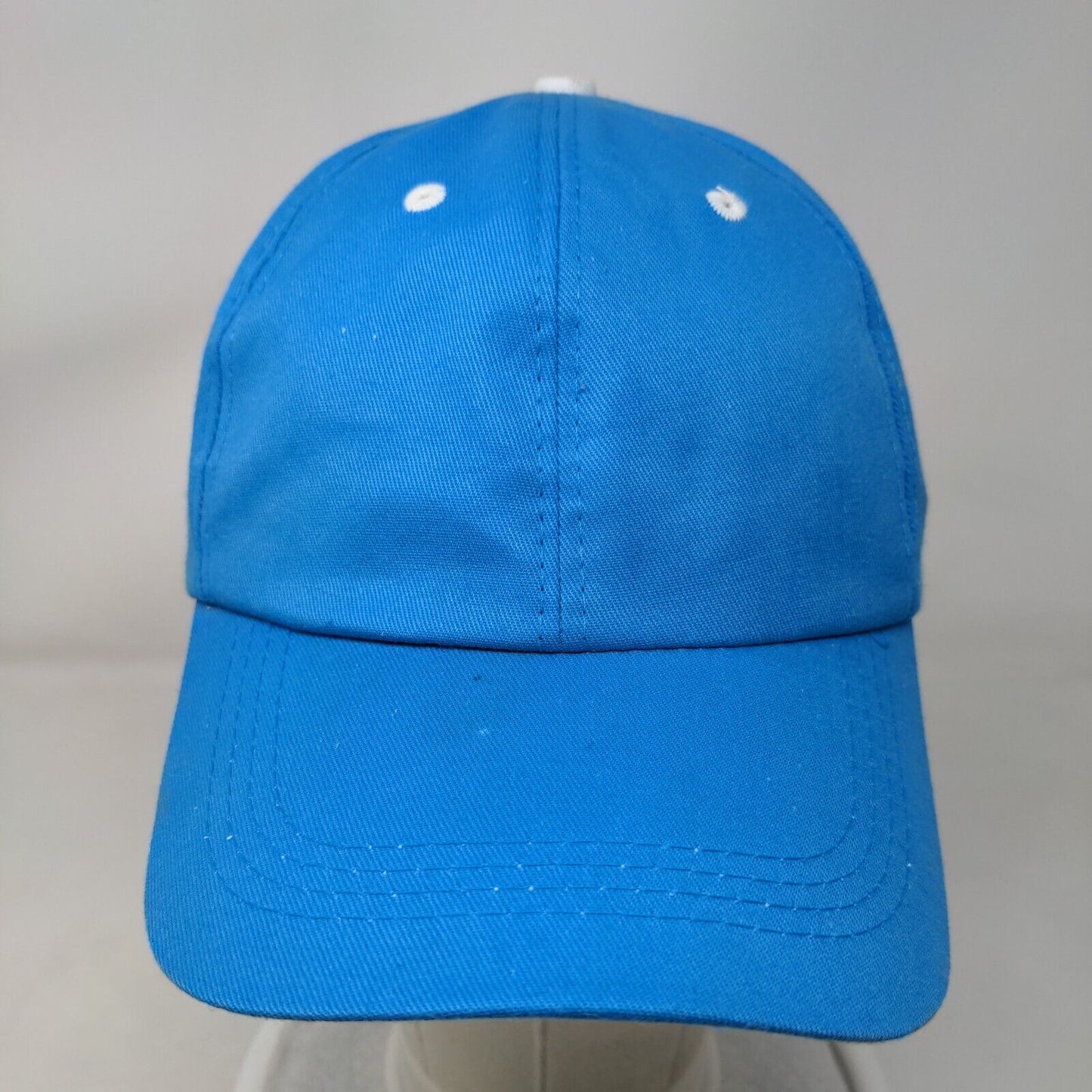 Unbranded Strapback Hat Blue OSFA Adjustable Vented Holes 6 Panel Blank