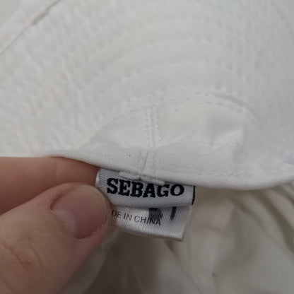 Sebago Men's Wide Brim Sun Hat White Size OS Graphic Quantum Logo Polyester