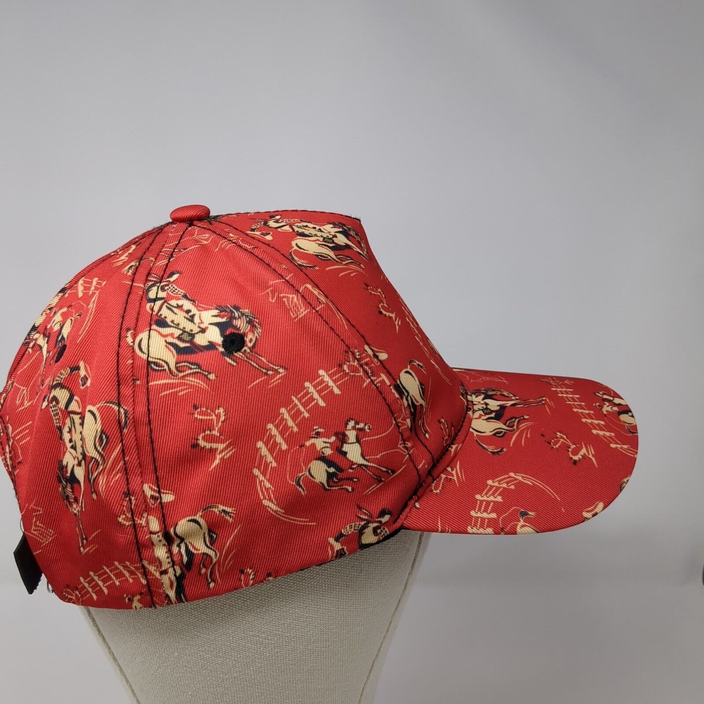 Rodeo Horse Strapback Hat Red One Size Adjustable Animal Print 6 Panel