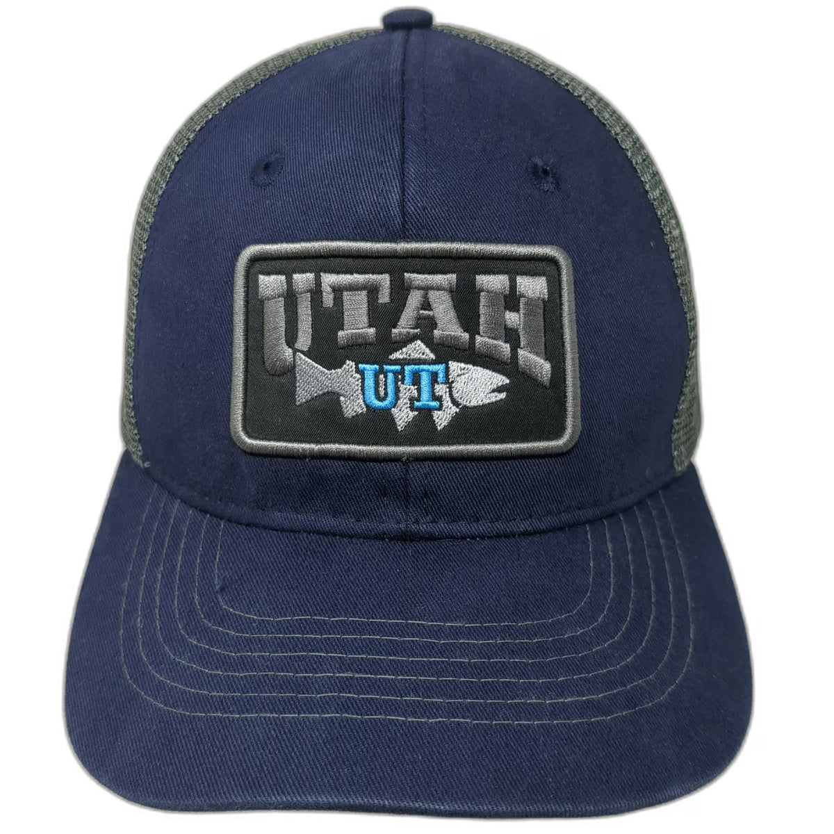 Arcadian Outfitters Trucker Hat Blue One Size Utah Fish Patch Snapback Mesh Cap