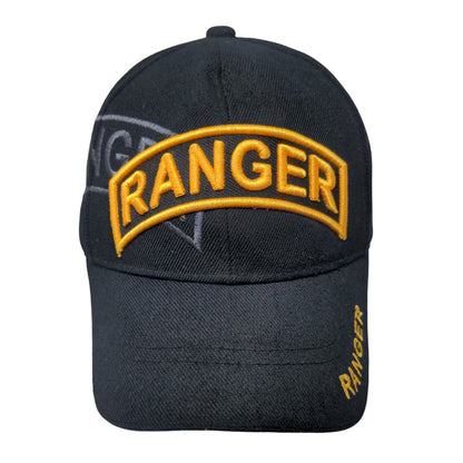 Ranger Strapbak Hat Black One Size Adjustable Embroidered Vented Holes 6 Panel