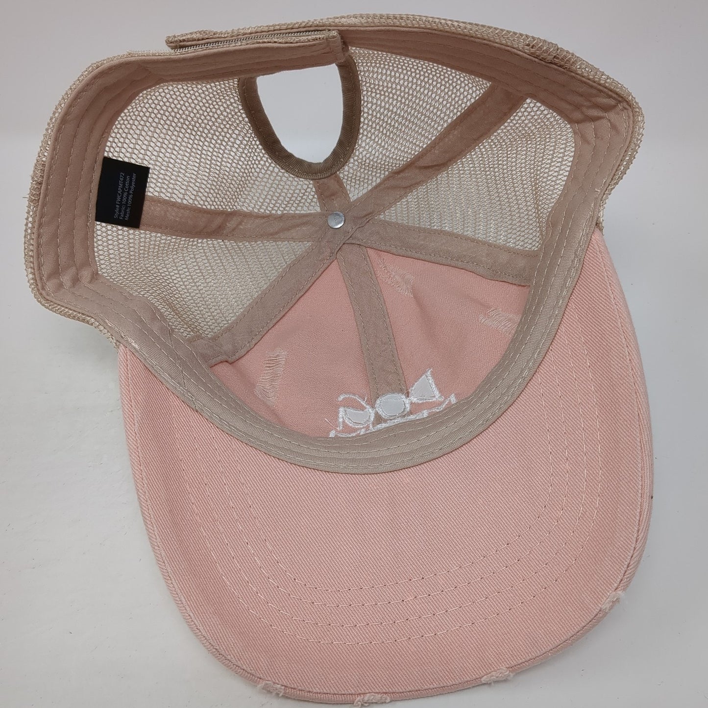 Dog Mom Ponytail Trucker Hat Pink One Size Adjustable Distressed Mesh Back