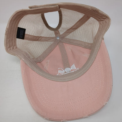 Dog Mom Ponytail Trucker Hat Pink One Size Adjustable Distressed Mesh Back
