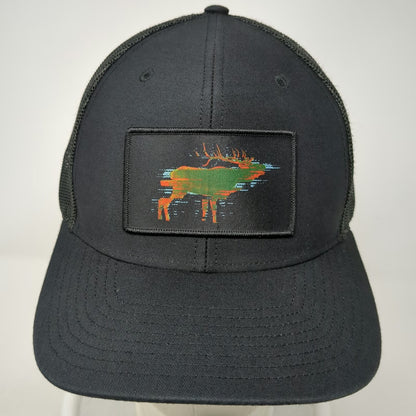 Richardson Trucker Hat Black One Size 112 Glitch Elk Patch Mesh Snapback