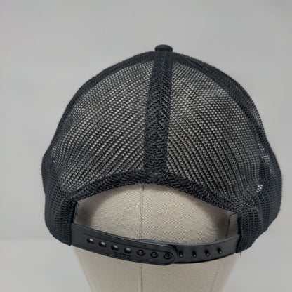Reel Happy Fish Snapback Mesh Back Trucker Hat Black One Size 6 Panel