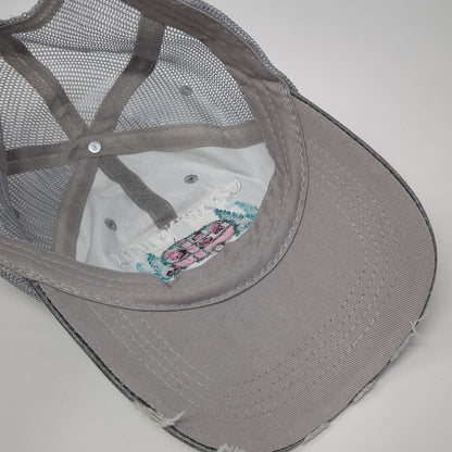 Glamping Hair Don't Care Trucker Hat Gray One Size Adjustable Distressed Katydid