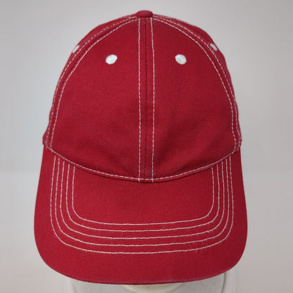 Unbranded Strapback Hat Red One Size Adjustable Vented Holes 6 Panel Blank