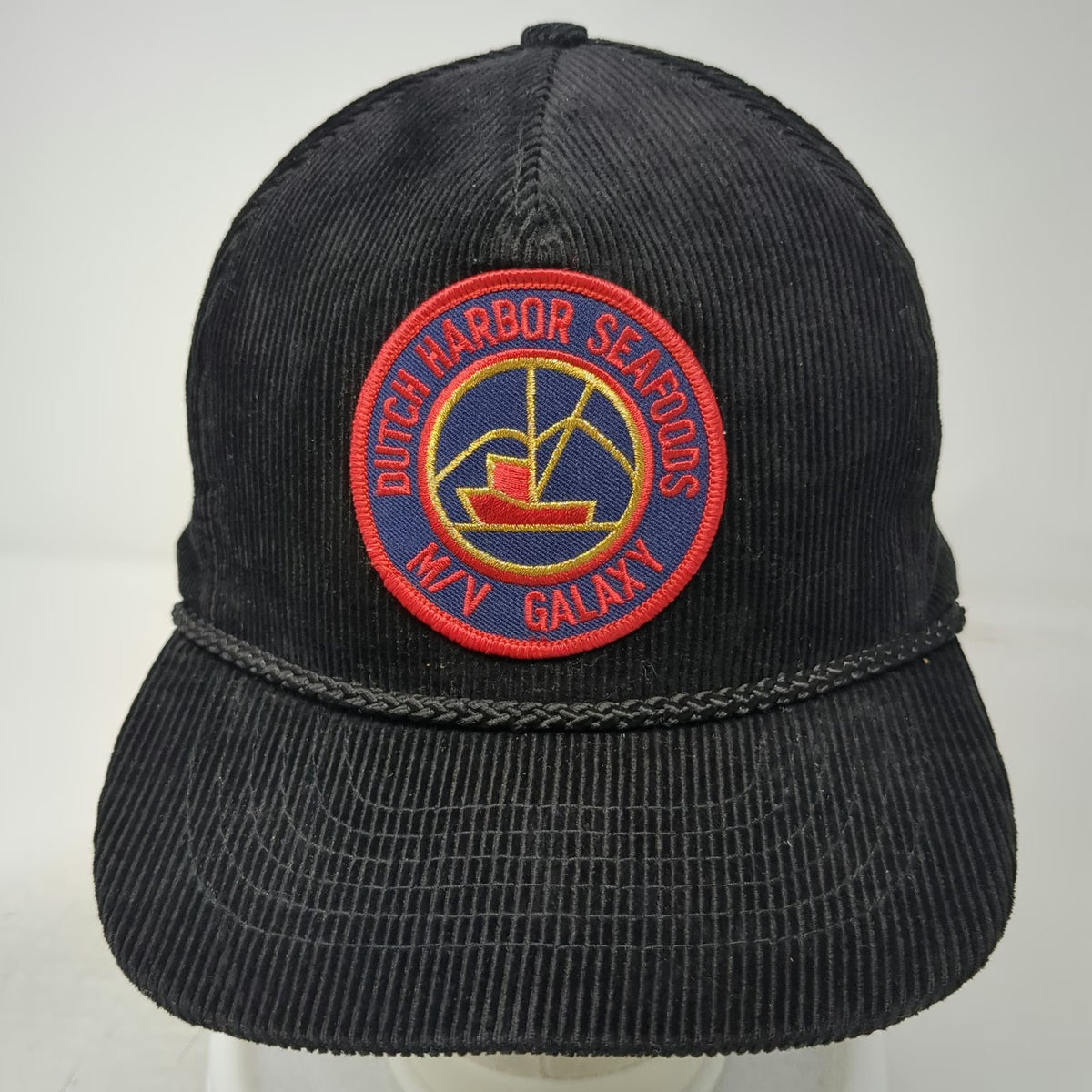 Otto 5 Panel Black One Size Corduroy Dutch Harbor Seafoods M/V Galaxy Rope Hat