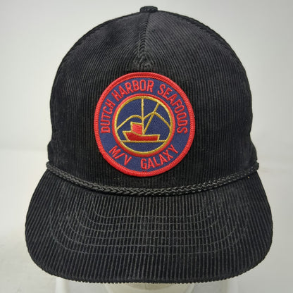 Otto 5 Panel Black One Size Corduroy Dutch Harbor Seafoods M/V Galaxy Rope Hat