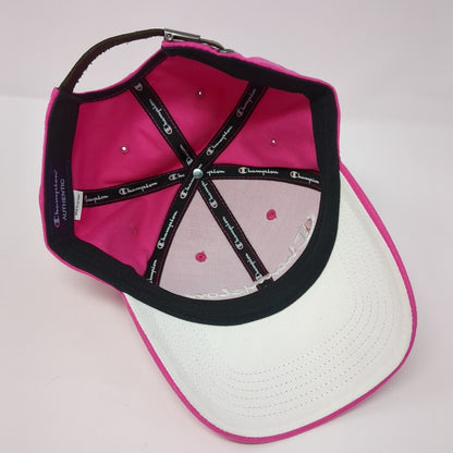 Champion Slideback Hat Pink One Size Embroidered Leather Strap 6 Panel