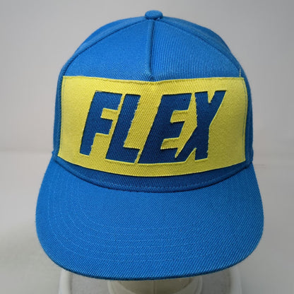 Logic 5 Panel Blue Yellow OSFM Snapback Hat FLEX Patch Flat Brim Graphic Logo