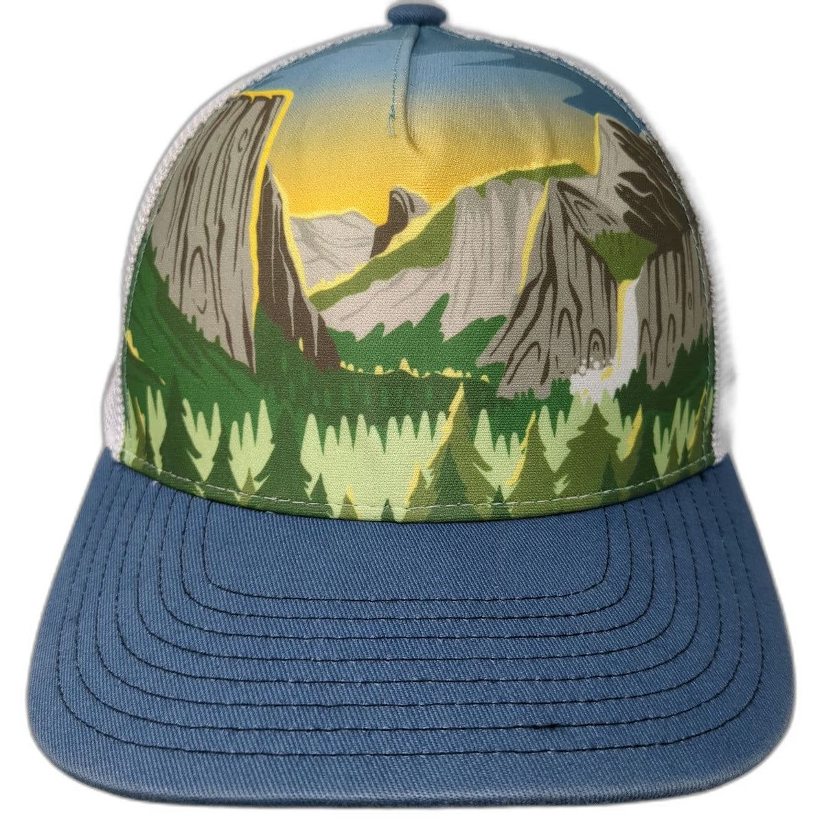 Wild Tribute Trucker Hat Blue White One Size Yosemite National Park Landscape