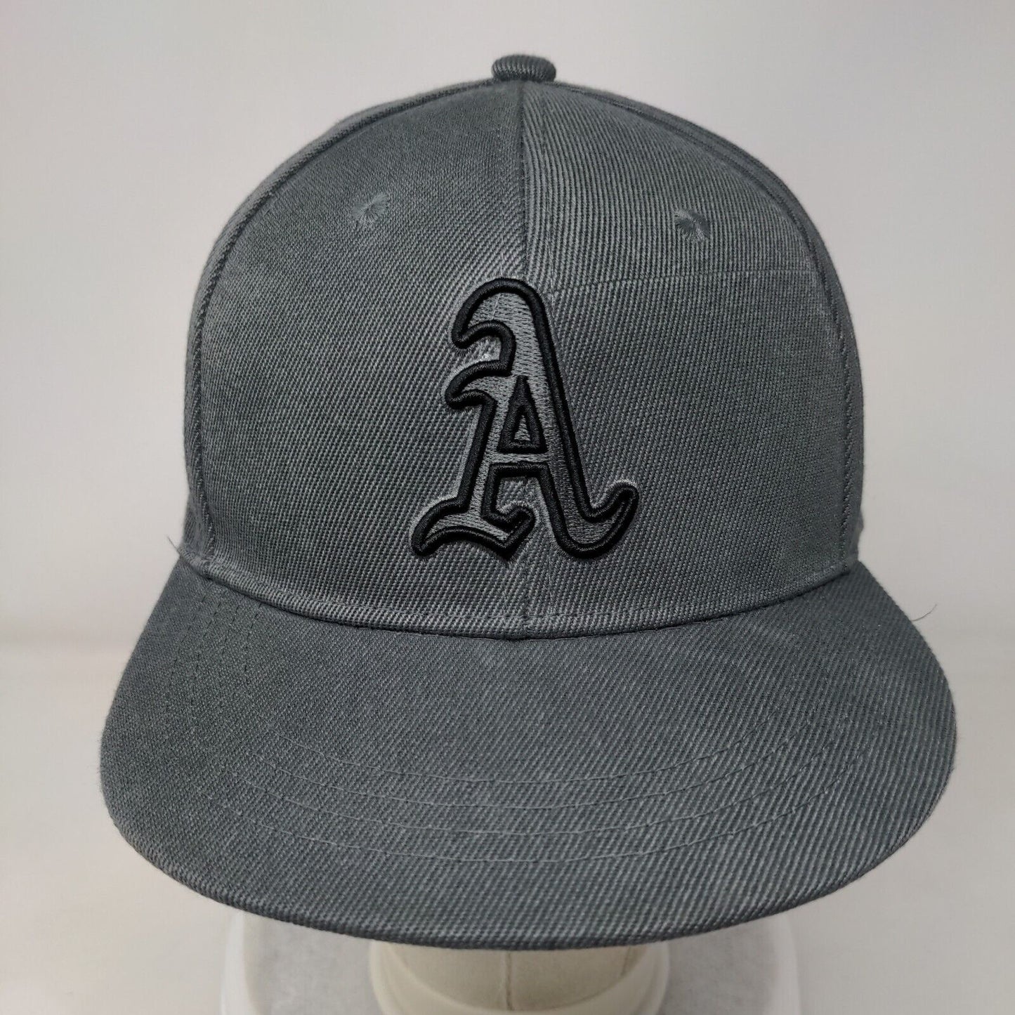 Letter A Snapback Hat Gray One Size Adjustable Embroidered Solid 6 Panel