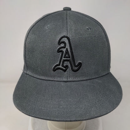 Letter A Snapback Hat Gray One Size Adjustable Embroidered Solid 6 Panel