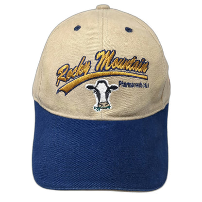 The Hat Source Baseball Cap Beige Blue One Size Cow Rocky Mountain Pharma Hat