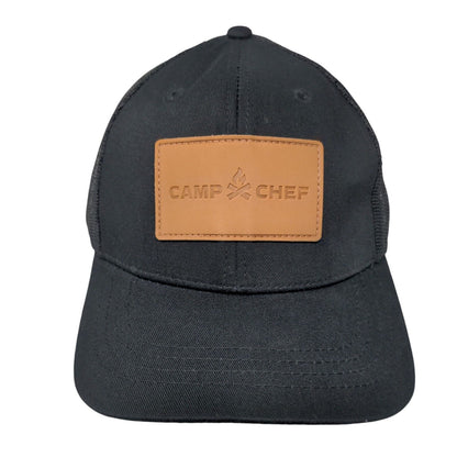 Camp Chef Leather Patch Snapback Trucker Hat Black OSFA Mesh Back