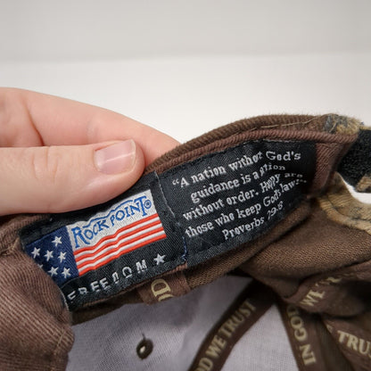 God & Country Strapback Hat Brown OSFA Adjustable Embroidered Freedom Rock Point