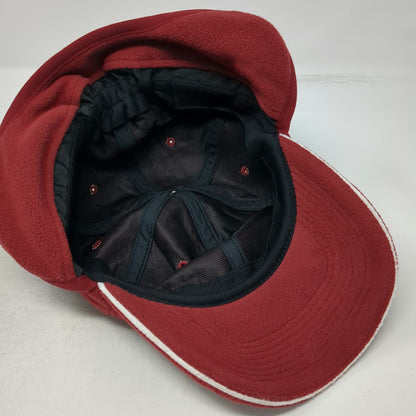 G.H. Bass & Co Trapper Cap Red Fleece Winter Hat Shield Logo Ear Flaps Vintage