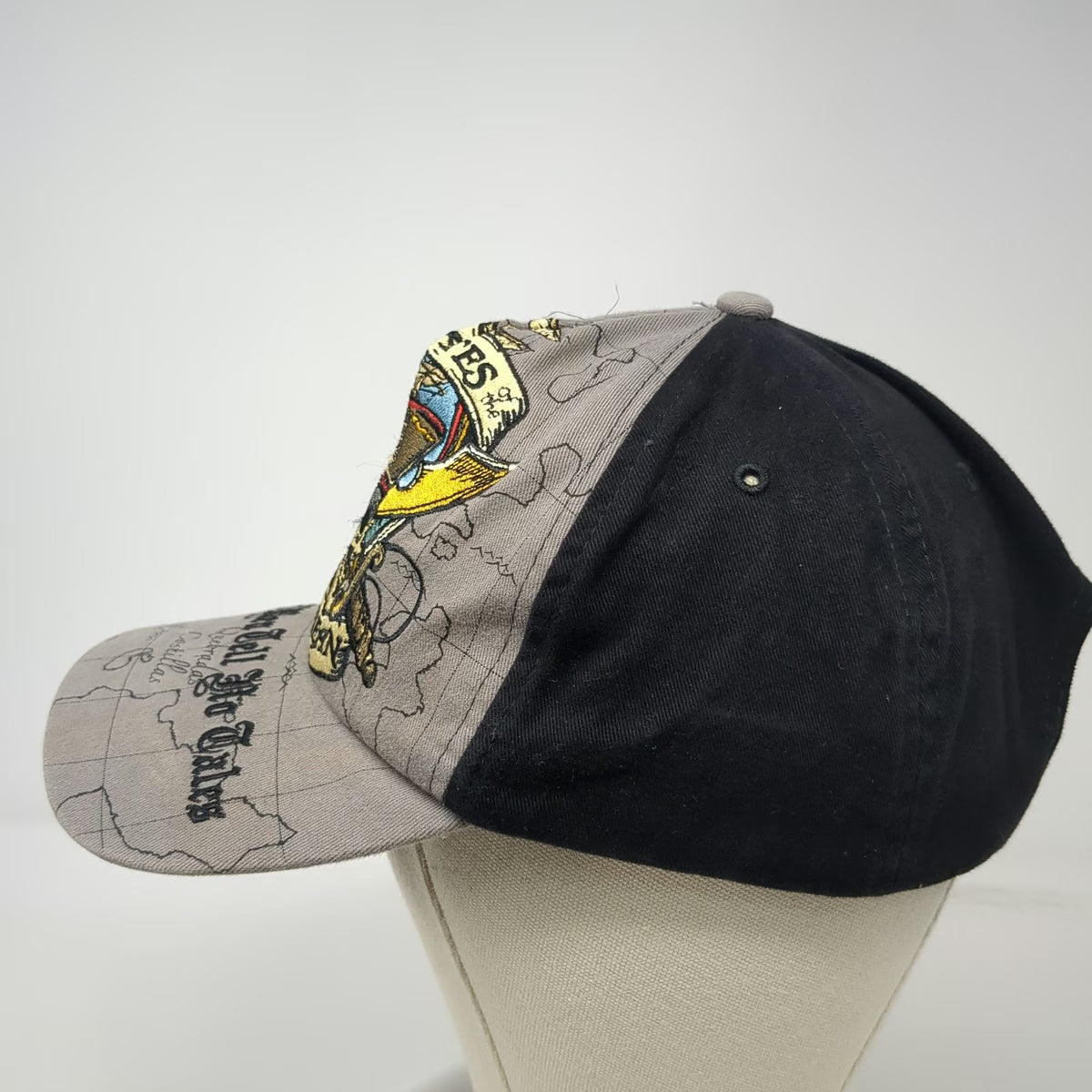 Disney Parks 5 Panel Gray One Size Hat Pirates of the Caribbean Map Print Skull