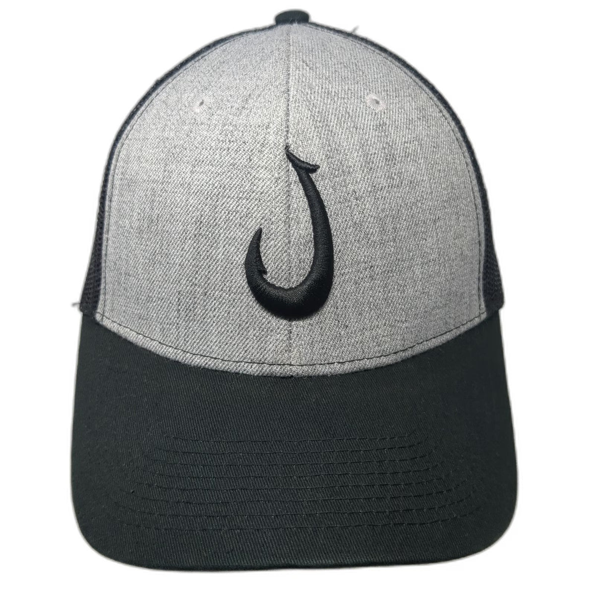808 Clothing Co. Trucker Hat Black One Size Fish Hook Makau Hawaii Islands Mesh