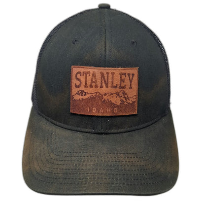 Fahrenheit Black Trucker Hat One Size Stanley Idaho Mountain Patch Mesh Snapback