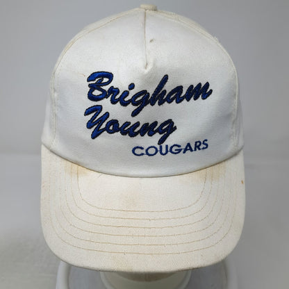 Brigham Young Cougars NCAA Pro Cap White Trucker Snapback Hat USA Made Vintage
