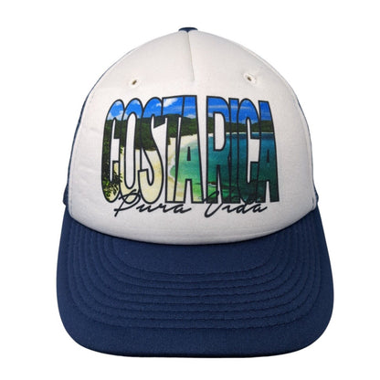 Costa Rica Pura Vida Snapback Mesh Back Trucker Hat Blue One Size Tuanis