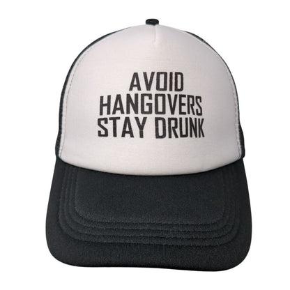 Avoid Hangovers Stay Drunk Snapback Trucker Hat Black One Size Mesh Back