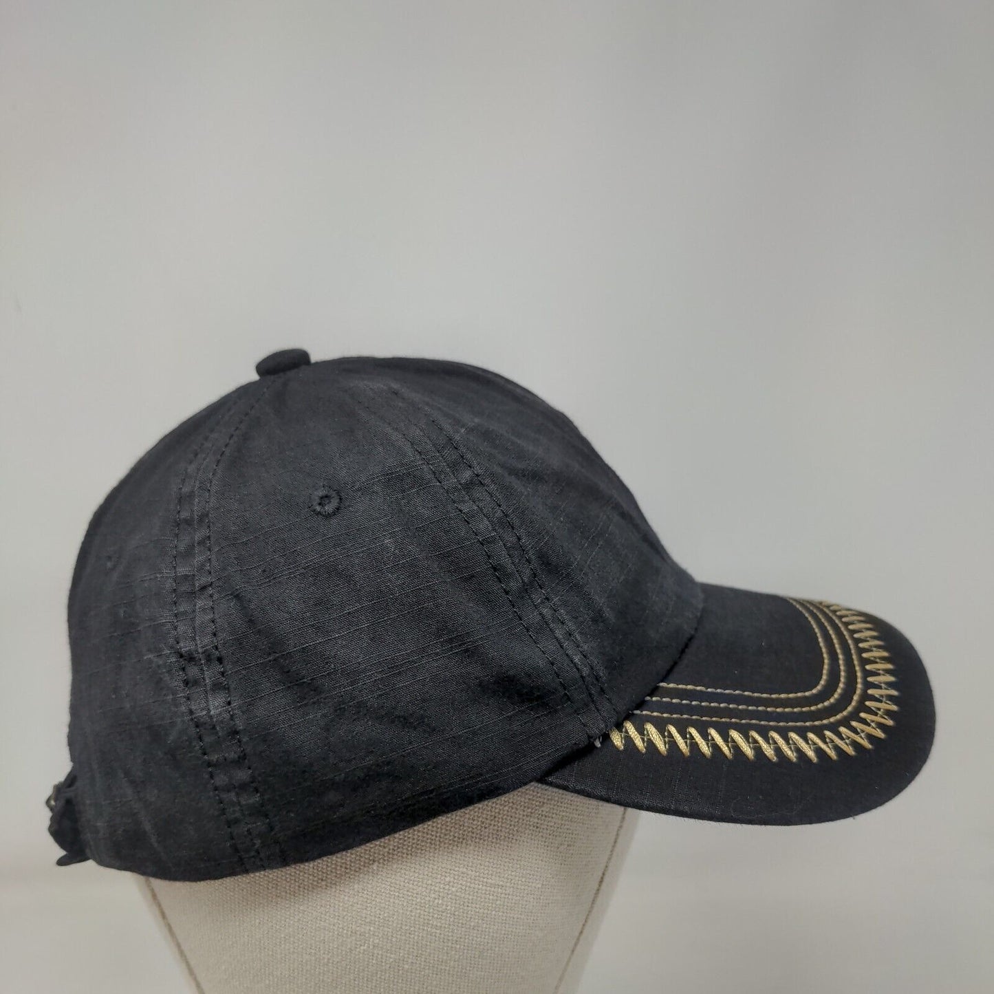 Classic Slideback Hat Black One Size Adjustable Embroidered 6 Panel Cotton