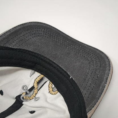 Gray Baseball Cap One Size Embroidered Anchor Nautical Distressed Adjustable Hat