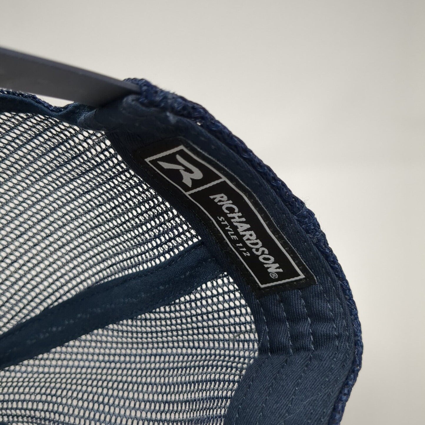 The Club Leather Patch Snapback Trucker Hat Blue One Size Mesh Back