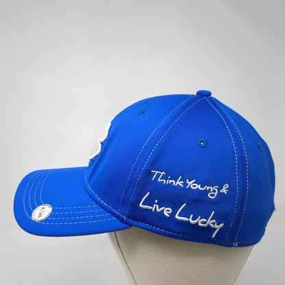 Black Clover Fitted Hat Blue L/XL Think Young & Live Lucky 6 Panel