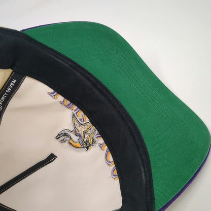 Minnesota Vikings NFL '47 5 Panel Hat Beige Purple One Size Green Under Snapback