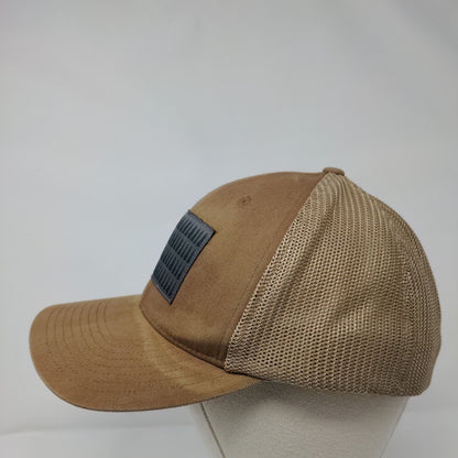 Tree Flag Fitted Mesh Back Trucker Hat Tan One Size Columbia Flexfit