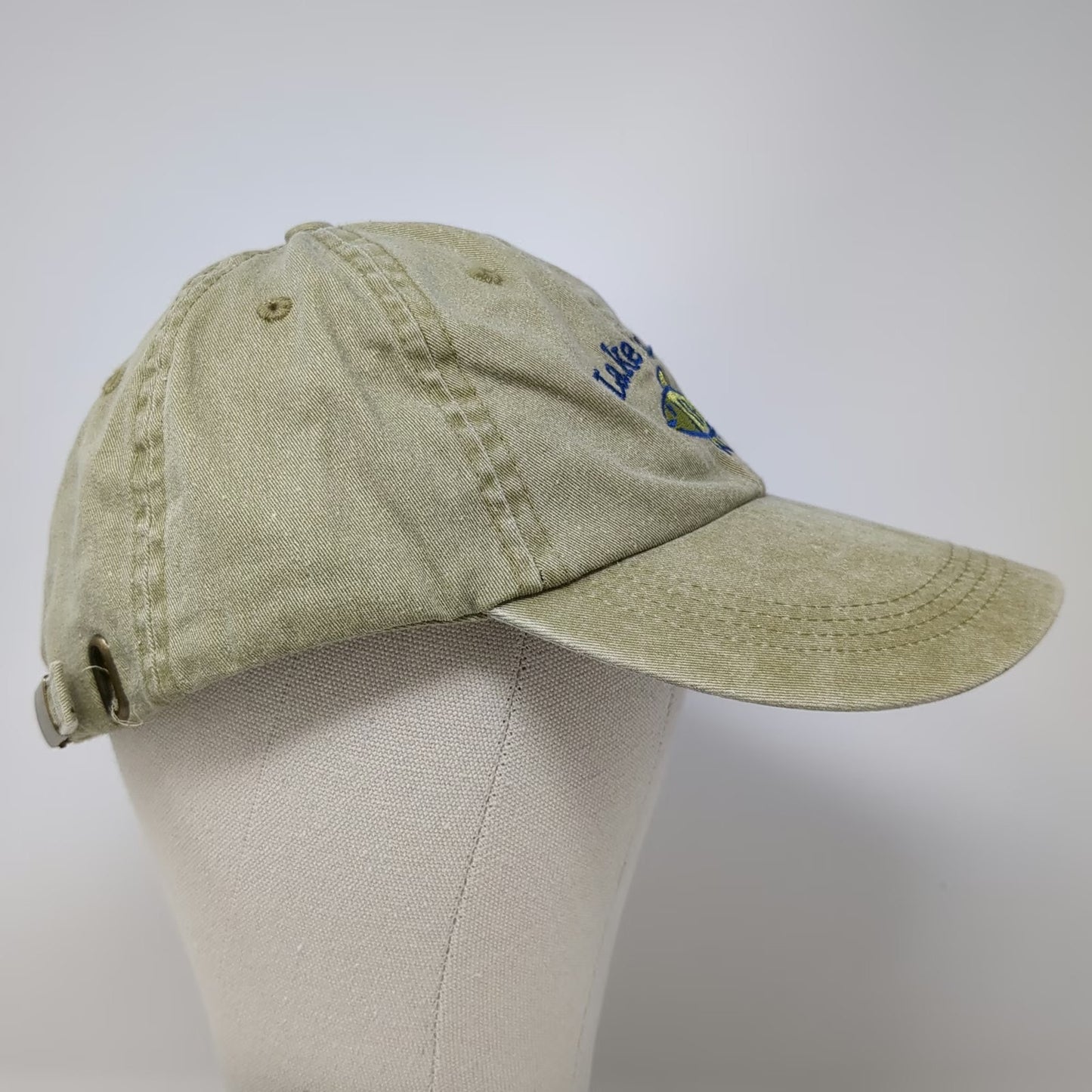 Anvil Baseball Cap Beige One Size Lake is good Fish Embroidery Cotton Hat Strap