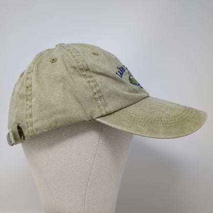 Anvil Baseball Cap Beige One Size Lake is good Fish Embroidery Cotton Hat Strap