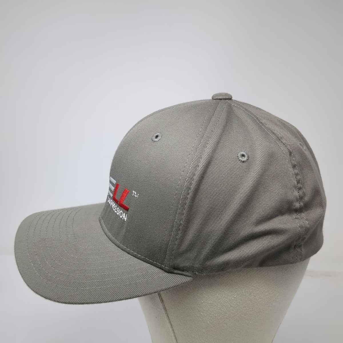 Flexfit Baseball Cap Gray XL Bidell Gas Compression Embroidered Corporate Hat