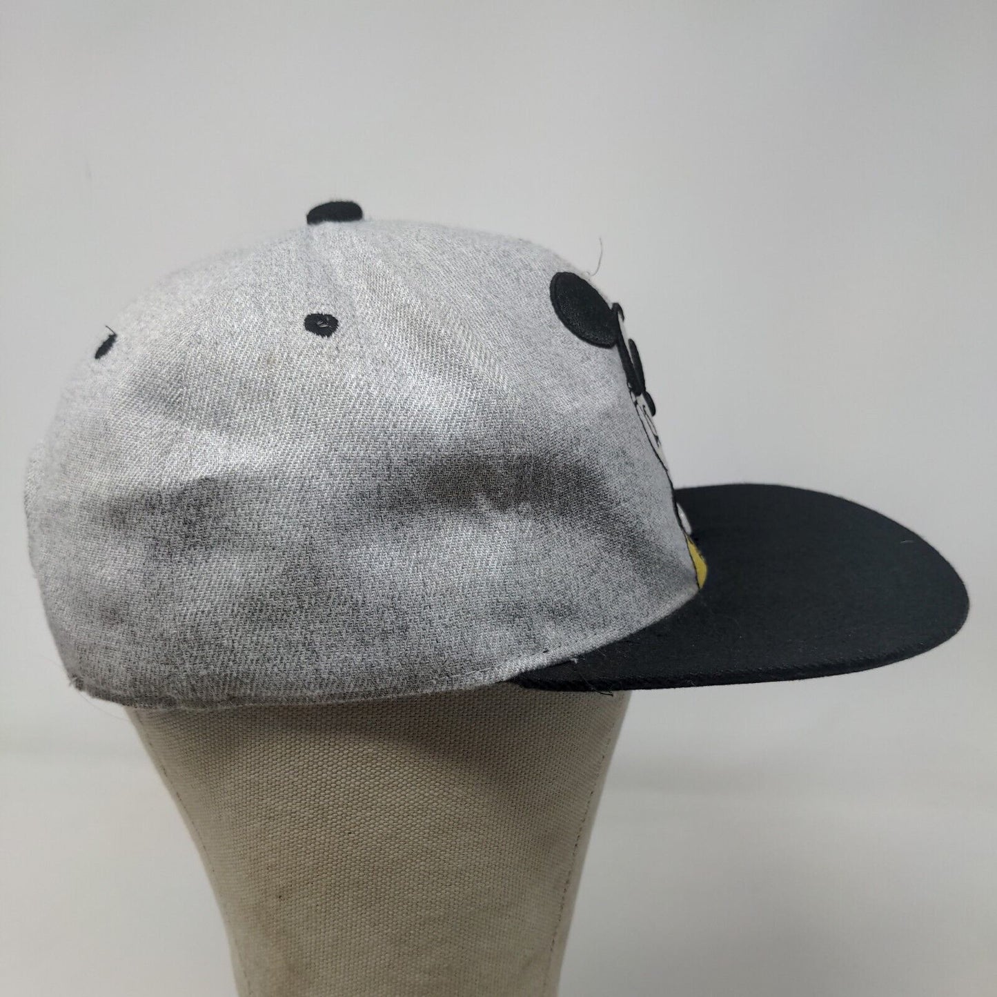 Disney Men's Snapback Hat Gray Black Adjustable Embroidered Mickey Mouse Logo