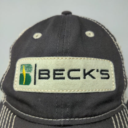 Beck's Seeds Men's Strapback Mesh Back Hat Gray Size OSFA Embroidered Logo