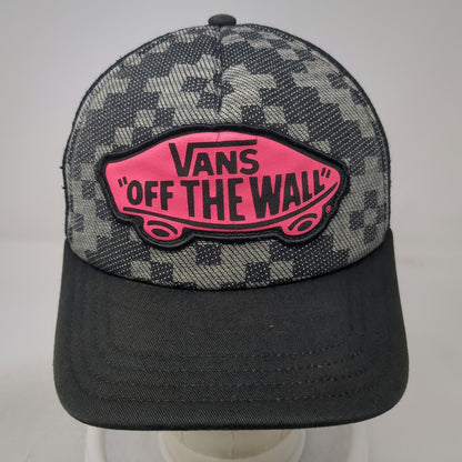 Vans Trucker Hat Black One Size Off The Wall Skateboard Checkered Pink Patch