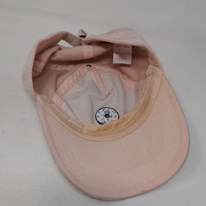 Doughnut Slideback Hat Pink One Size Adjustable Embroidered Velour 6 Panel