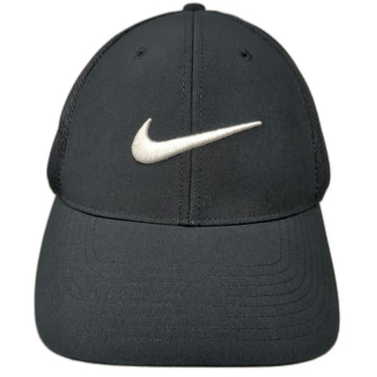 Nike Baseball Cap Black One Size Fitted Mesh Back Swoosh Structured Golf Hat