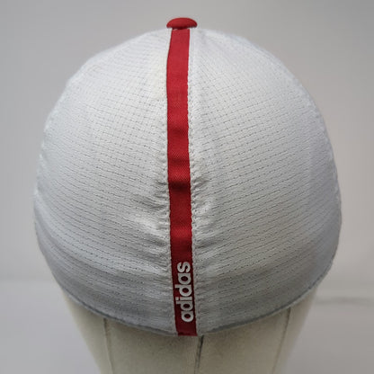 adidas 5 Panel Hat Red White M USA Mesh Flexfit Polyester Graphic Golf Sport