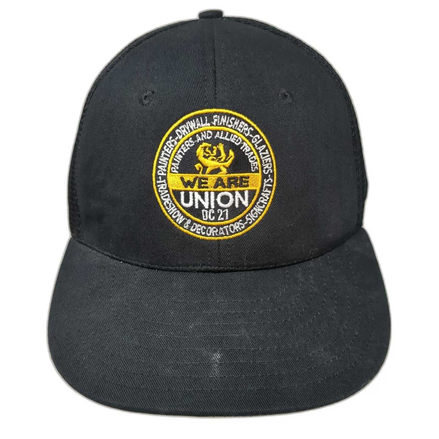 Unionwear Black Trucker Hat One Size IUPAT DC 21 Painters Union Mesh Snapback